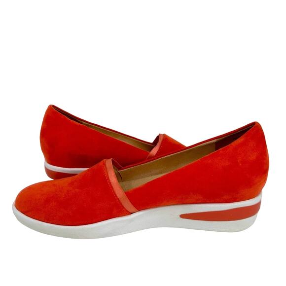Kenneth Cole Fay Sneaker Slip On Wedge Nautical - ORANGE & WHITE - Picture 2 of 8